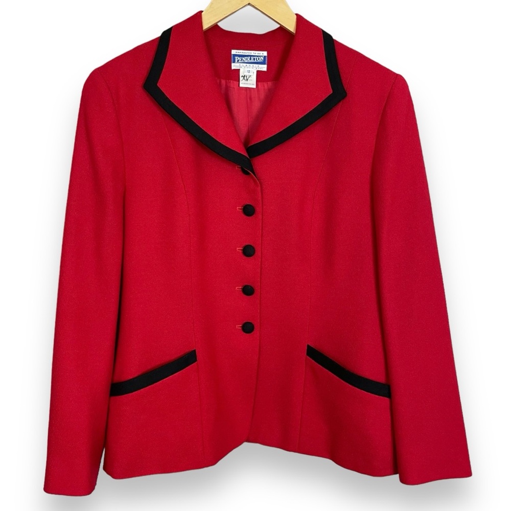 Vintage Pendleton Blazer Red Wool Suit Jacket‎ Women Size 12 Office Professional